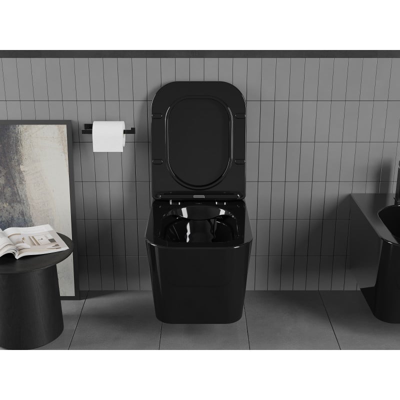 Mexen Teo WC-Schüssel Rimless mit Soft-Close-Slim-Deckel, Duroplast, Schwarz Glanz - 30854070