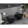 Mexen Teo tualetes pods Rimless ar lēni krītošu plānu sēdekli, duroplasts, melns spīdums - 30854070