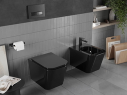Mexen Teo wc školjka Rimless s daskom slim s usporenim zatvaranjem, duroplast, crni sjaj - 30854070