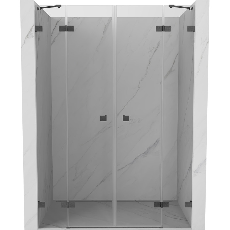 Mexen Lunar Duo pööratavad dušiuksed 160 cm, läbipaistev, harjatud püssihall - 834D-160-000-66-00