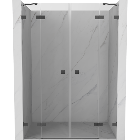 Mexen Lunar Duo portes de douche pivotantes 160 cm, transparent, gris fusil brossé - 834D-160-000-66-00