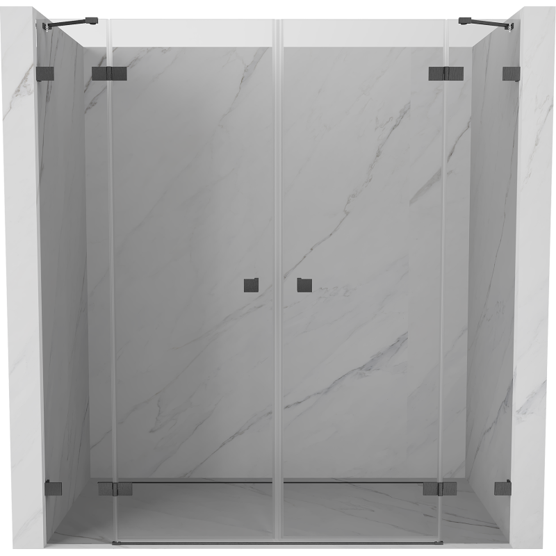 Mexen Lunar Duo porta doccia a battente 170 cm, trasparente, grigio pistola spazzolato - 834D-170-000-66-00