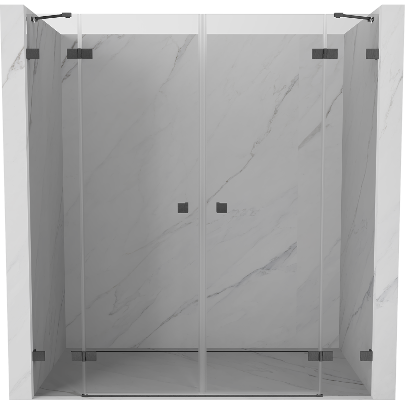 Mexen Lunar Duo porte de douche pivotante 170 cm, transparent, gris canon brossé - 834D-170-000-66-00