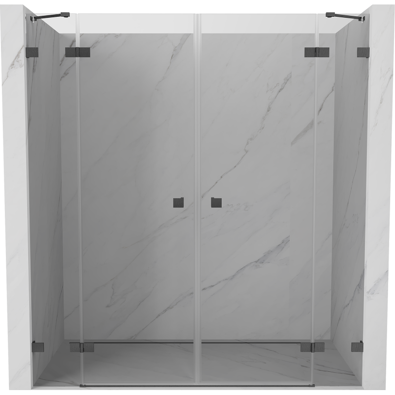 Mexen Lunar Duo drzwi prysznicowe uchylne 180 cm, transparent, gun gray szczotkowany - 834D-180-000-66-00