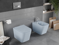 Mexen Teo miska wc Rimless z deską wolnoopadającą slim, duroplast, szara-niebieska mat - 30854069