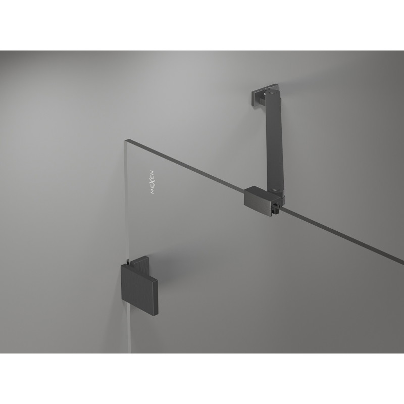 Mexen Lunar Duo Pivot Shower Doors 200 cm, Transparent, Brushed Gun Gray - 834D-200-000-66-00