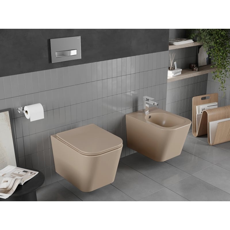 Mexen Teo Cuvette WC Rimless avec abattant à descente ralentie slim, duroplast, cappuccino mat - 30854064