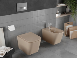 Mexen Teo Rimless WC pott aeglaselt sulguva õhukese duroplastist kaanega, matt cappuccino - 30854064