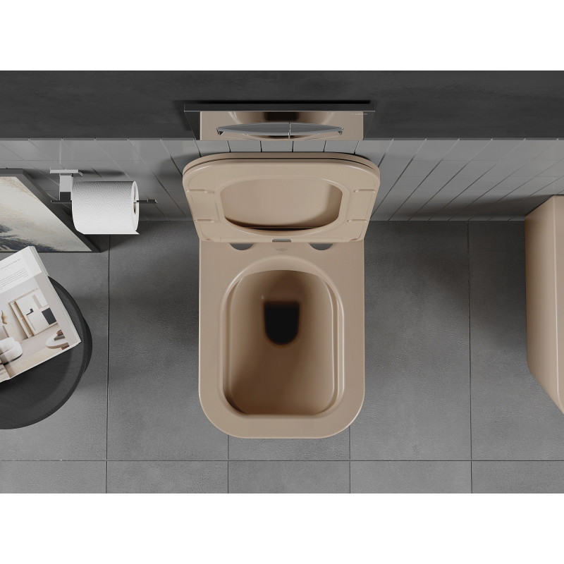 Mexen Teo Rimless WC pott aeglaselt sulguva õhukese duroplastist kaanega, matt cappuccino - 30854064
