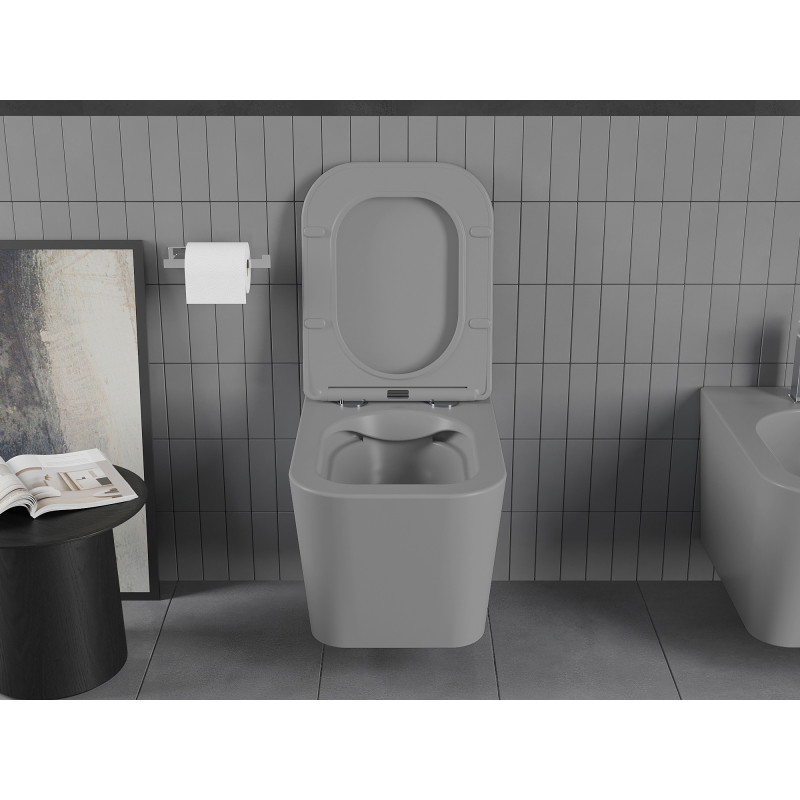 Mexen Teo školjka wc Rimless s daske s usporim padanjem slim, duroplast, svijetlo siva mat - 30854061
