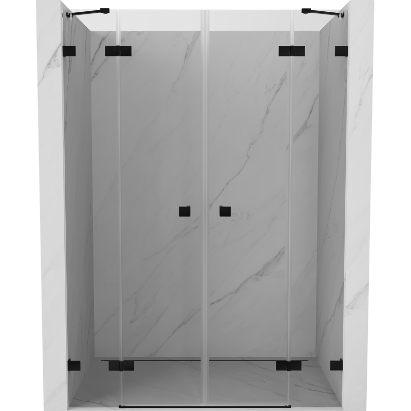 Mexen Lunar Duo drzwi prysznicowe uchylne 150 cm, transparent, czarne - 834D-150-000-70-00