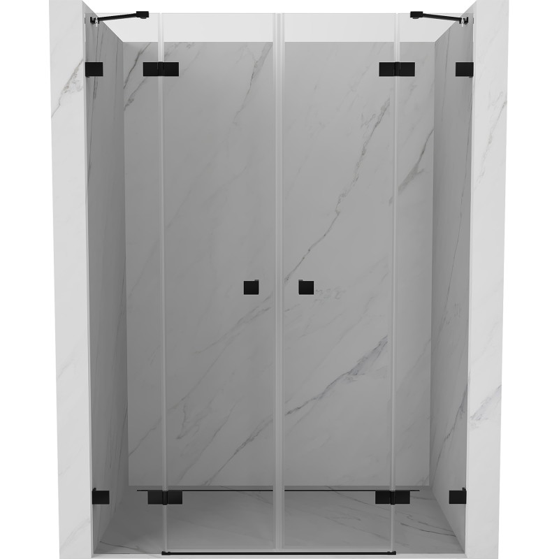 Mexen Lunar Duo hinged duššiuks 150 cm, läbipaistev, must - 834D-150-000-70-00