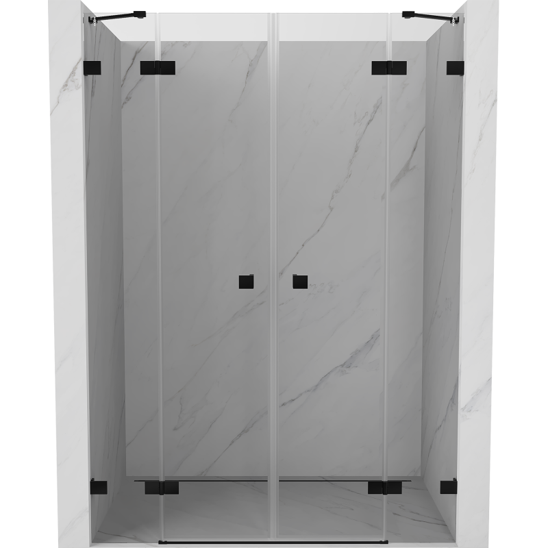 Mexen Lunar Duo porte doccia battenti 150 cm, trasparente, nero - 834D-150-000-70-00