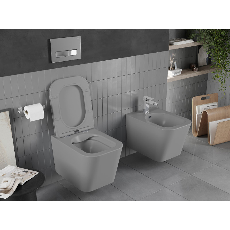 Mexen Teo rimloze wc-pot met softclose slim zitting, duroplast, lichtgrijs mat - 30854061