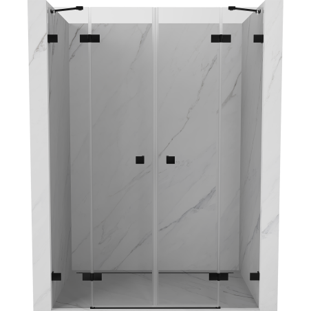 Mexen Lunar Duo 160 cm Hinged Shower Door, Transparent, Black - 834D-160-000-70-00