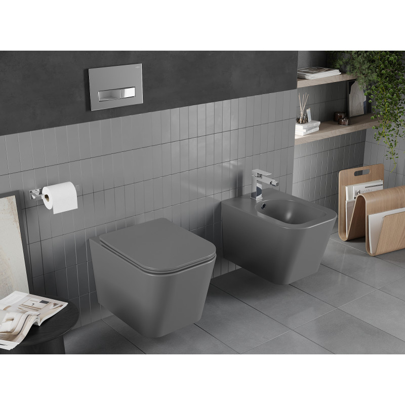 Mexen Teo WC-Schüssel Rimless mit Soft-Close-Slim-Sitz, Duroplast, dunkelgrau matt - 30854071
