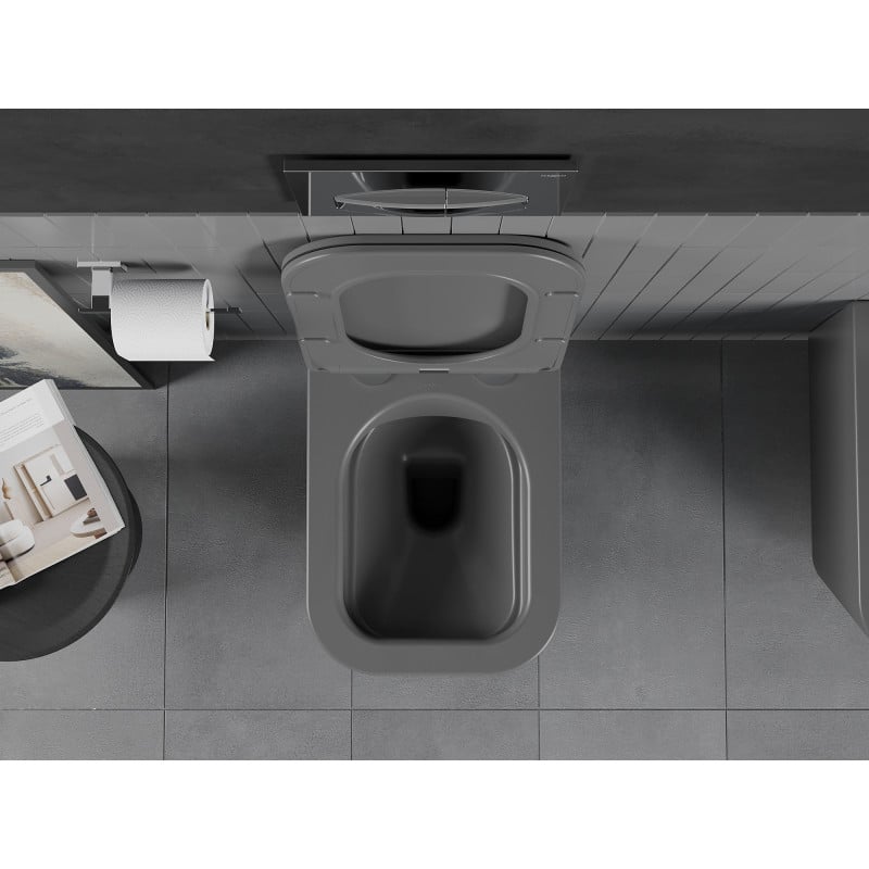 Mexen Teo wc senza bordo con sedile a chiusura rallentata slim, duroplast, grigio scuro opaco - 30854071