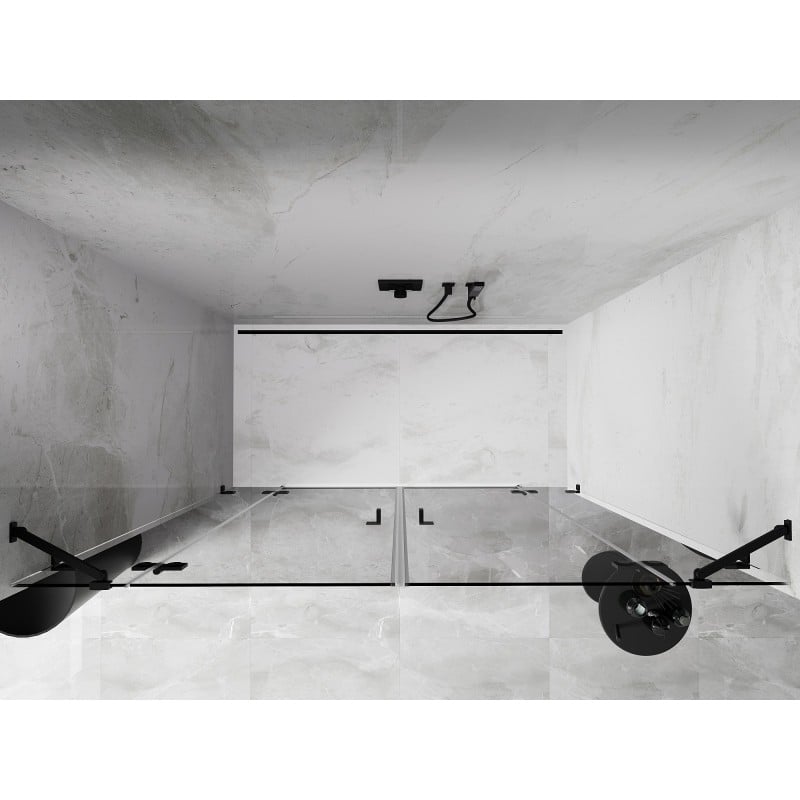 Mexen Lunar Duo drzwi prysznicowe uchylne 180 cm, transparent, czarne - 834D-180-000-70-00