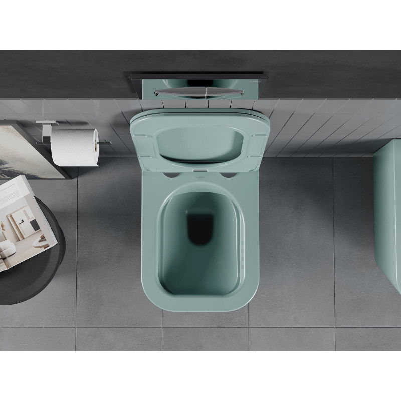 Mexen Teo WC-miska Rimless hitaasti laskevalla slim Duroplast-istuinkannella, vaalea vihreä matta - 30854048