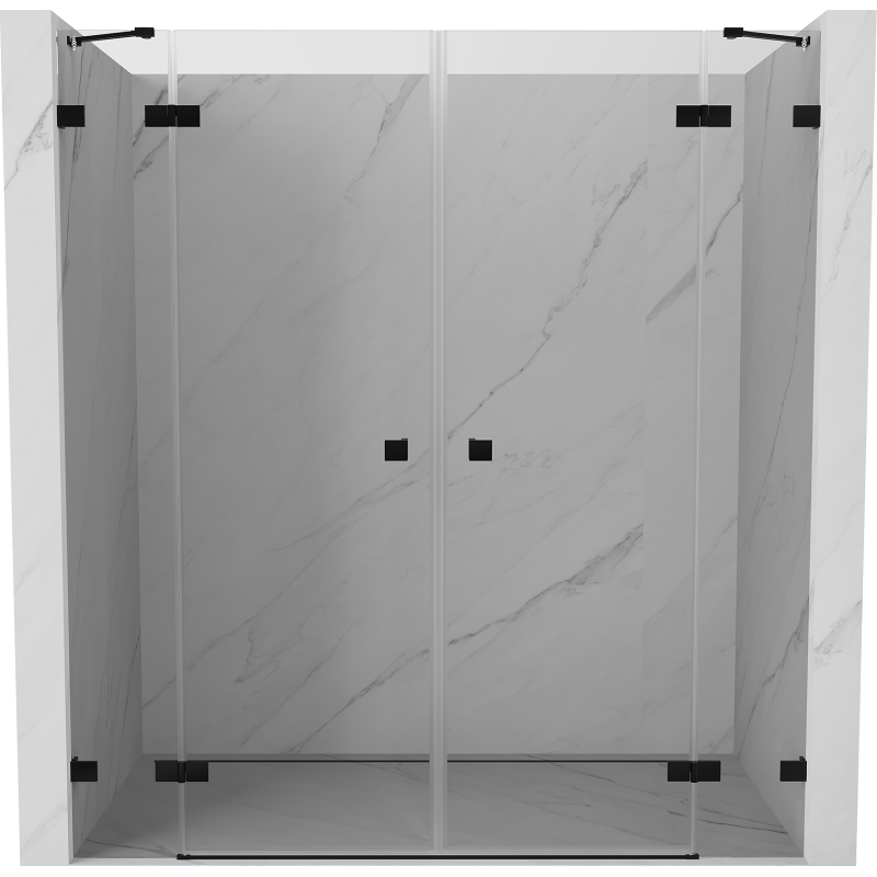 Mexen Lunar Duo drzwi prysznicowe uchylne 190 cm, transparent, czarne - 834D-190-000-70-00