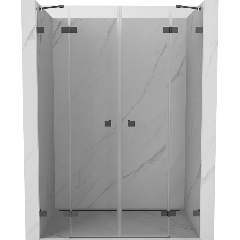 Mexen Lunar Duo drzwi prysznicowe uchylne 140 cm, transparent, gun metal - 834D-140-000-95-00