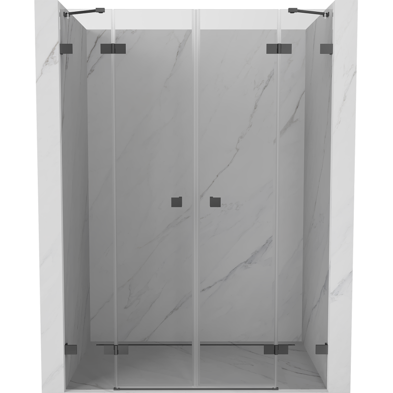 Mexen Lunar Duo Duschklapptüren 140 cm, transparent, Gun Metal - 834D-140-000-95-00
