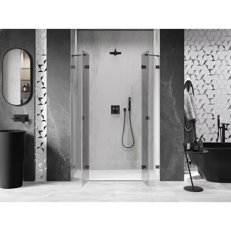 Mexen Lunar Duo drzwi prysznicowe uchylne 150 cm, transparent, gun metal - 834D-150-000-95-00