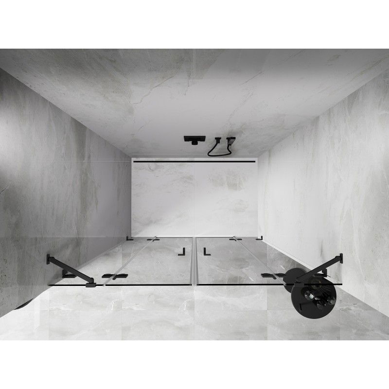 Mexen Lunar Duo portes de douche battantes 160 cm, transparent, métal gun - 834D-160-000-95-00