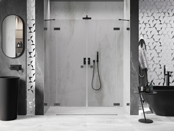 Mexen Lunar Duo draaideuren voor douche 180 cm, transparant, gun metal - 834D-180-000-95-00