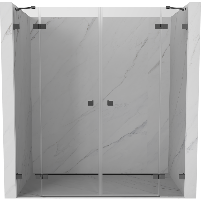 Mexen Lunar Duo drzwi prysznicowe uchylne 180 cm, transparent, gun metal - 834D-180-000-95-00