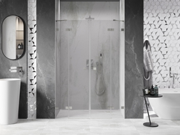 Mexen Lunar Duo zaokretna tuš vrata 140 cm, prozirna, brušeni nikal - 834D-140-000-97-00