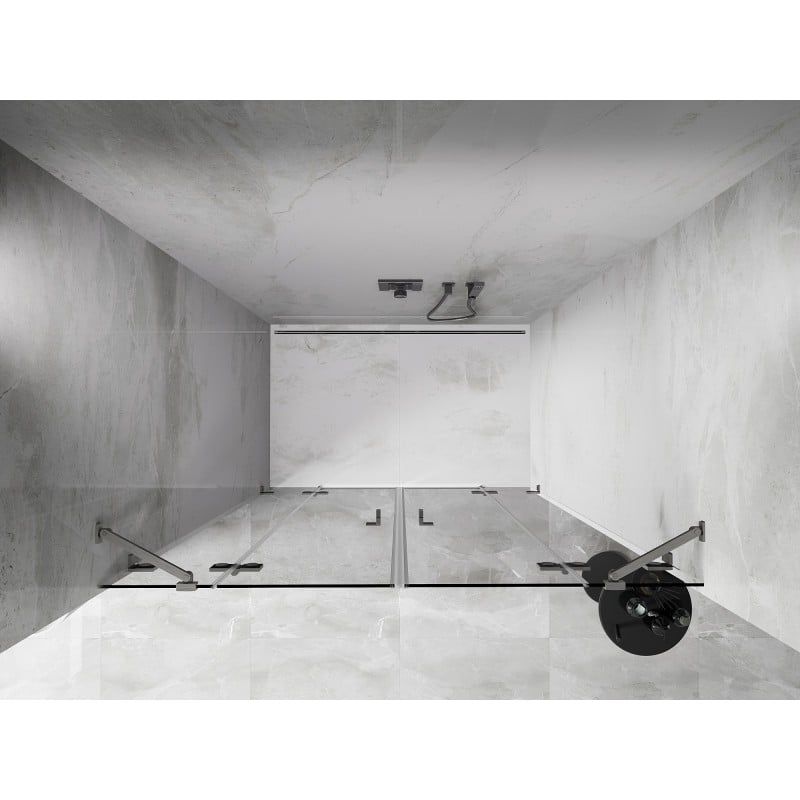 Mexen Lunar Duo Shower Doors Hinged 150 cm, Transparent, Brushed Nickel - 834D-150-000-97-00