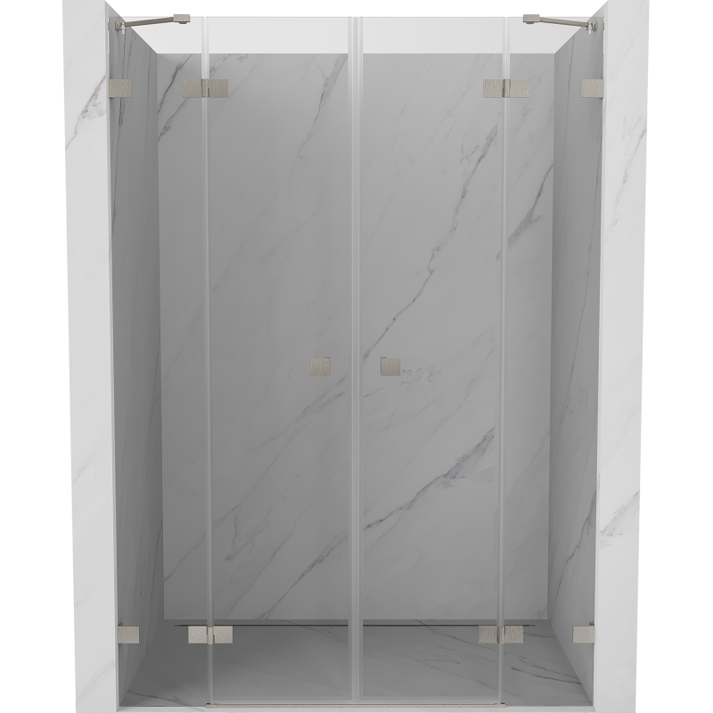 Mexen Lunar Duo svängbara duschdörrar 160 cm, transparent, borstat nickel - 834D-160-000-97-00