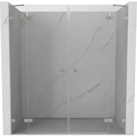 Mexen Lunar Duo 180 cm Hinged Shower Doors, Transparent, Brushed Nickel - 834D-180-000-97-00