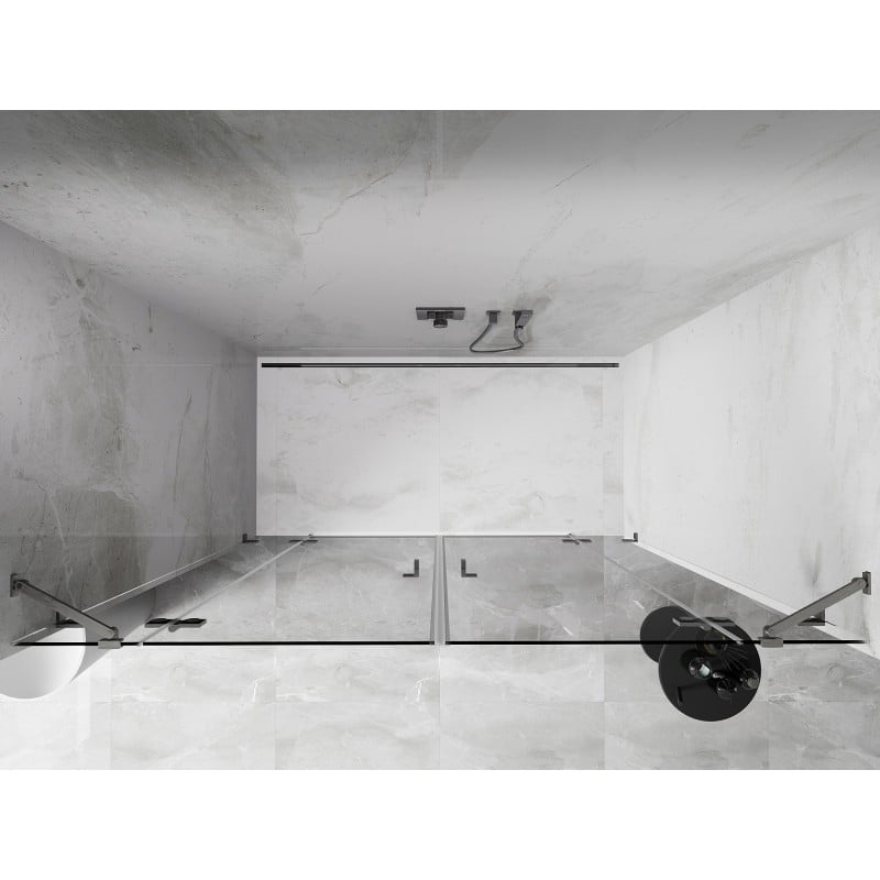 Mexen Lunar Duo duschdörrar med gångjärn 190 cm, transparent, borstad nickel - 834D-190-000-97-00