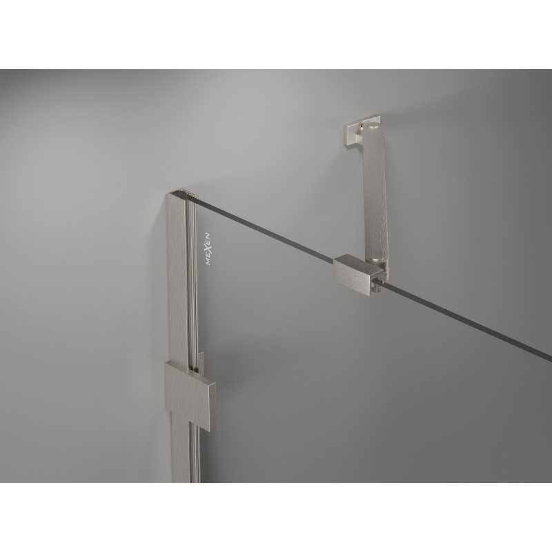 Mexen Lunar Duo hinged dušiuksed 200 cm, läbipaistev, harjatud nikkel - 834D-200-000-97-00