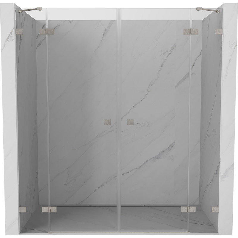 Mexen Lunar Duo hinged dušiuksed 200 cm, läbipaistev, harjatud nikkel - 834D-200-000-97-00