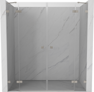 Mexen Lunar Duo preklopna tuš vrata 200 cm, prozirna, brušeni nikal - 834D-200-000-97-00