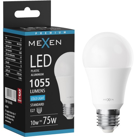 Mexen Nova żarówka LED E27, A60, 10W, Zimna - 6500K, 1055 lm - L100-E27-1065-01