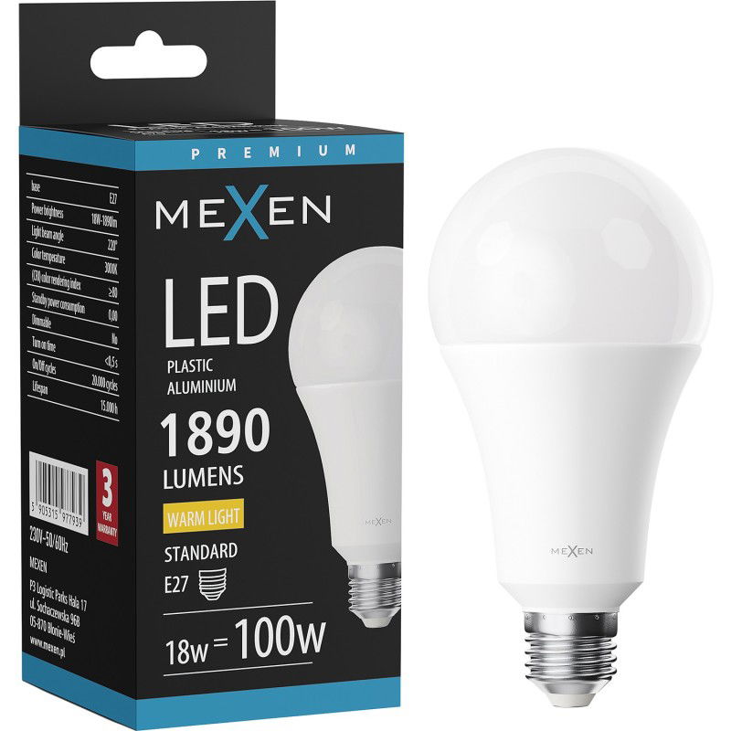 Mexen Nova LED-lampa E27, A70, 18W, Varm - 3000K, 1890 lm - L100-E27-1830-01