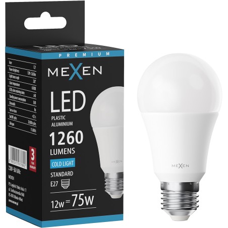Mexen Nova Bombilla LED E27, A60, 12W, Fría - 6500K, 1260 lm - L100-E27-1265-01