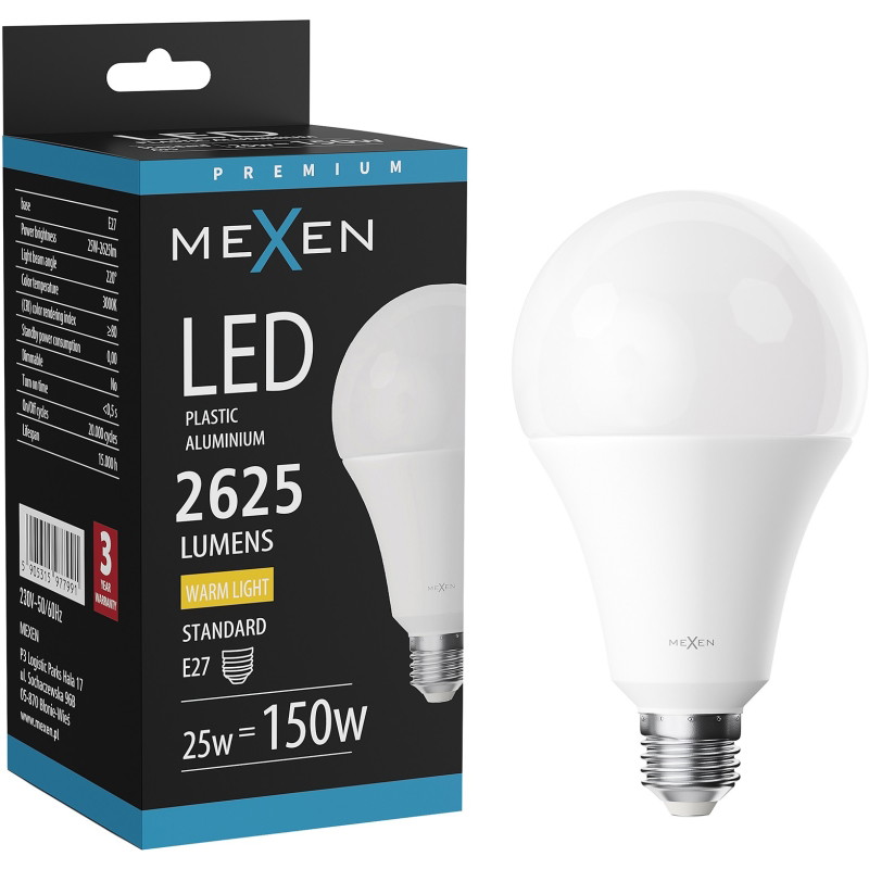 Mexen Nova żarówka LED E27, A95, 25W, Ciepła - 3000K, 2625 lm - L100-E27-2530-01