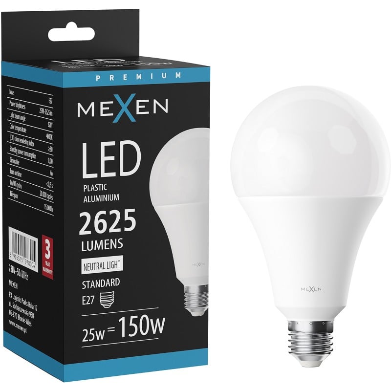 Mexen Nova Bombilla LED E27, A95, 25W, Neutra - 4000K, 2625 lm - L100-E27-2540-01