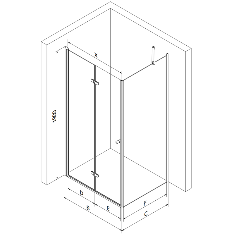 Mexen Lima 100 x 90 cm Folding Shower Enclosure, Transparent, Black - 856-100-090-70-00