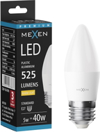 Mexen Nova LED-lamp E27, C37, 5W, Soe - 3000K, 525 lm - L102-E27-0530-01
