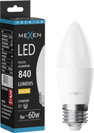 Mexen Nova LED-pirn E27, C37, 8W, Soe - 3000K, 840 lm - L102-E27-0830-01