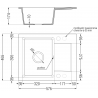 Mexen Enzo zlewozmywak granitowy 1-komorowy z ociekaczem 576 x 465 mm, biały, syfon złoty - 6506571005-20-G