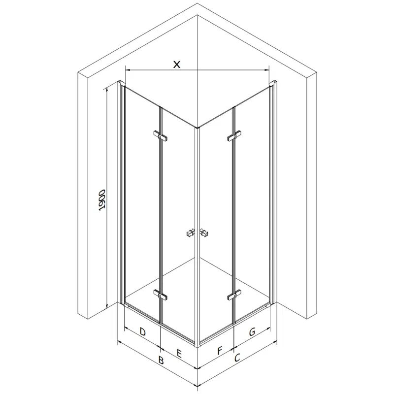 Mexen Lima Duo inklapbare douchecabine 100 x 90 cm, transparant, chroom - 856-100-090-02-00