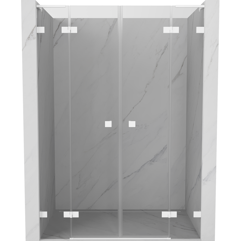 Mexen Lunar L Duo drzwi prysznicowe uchylne 140 cm, transparent, białe - 834DL-140-000-20-00