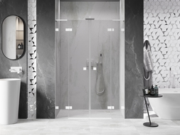 Mexen Lunar L Duo πόρτες ντους ανοιγόμενες 140 cm, διάφανες, λευκές - 834DL-140-000-20-00